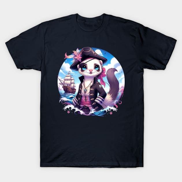 Ferret the Pirate King T-Shirt by Malus Cattus